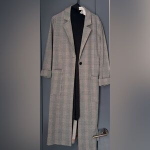 Sanctuary Black and Gray Plaid Blazer Coat